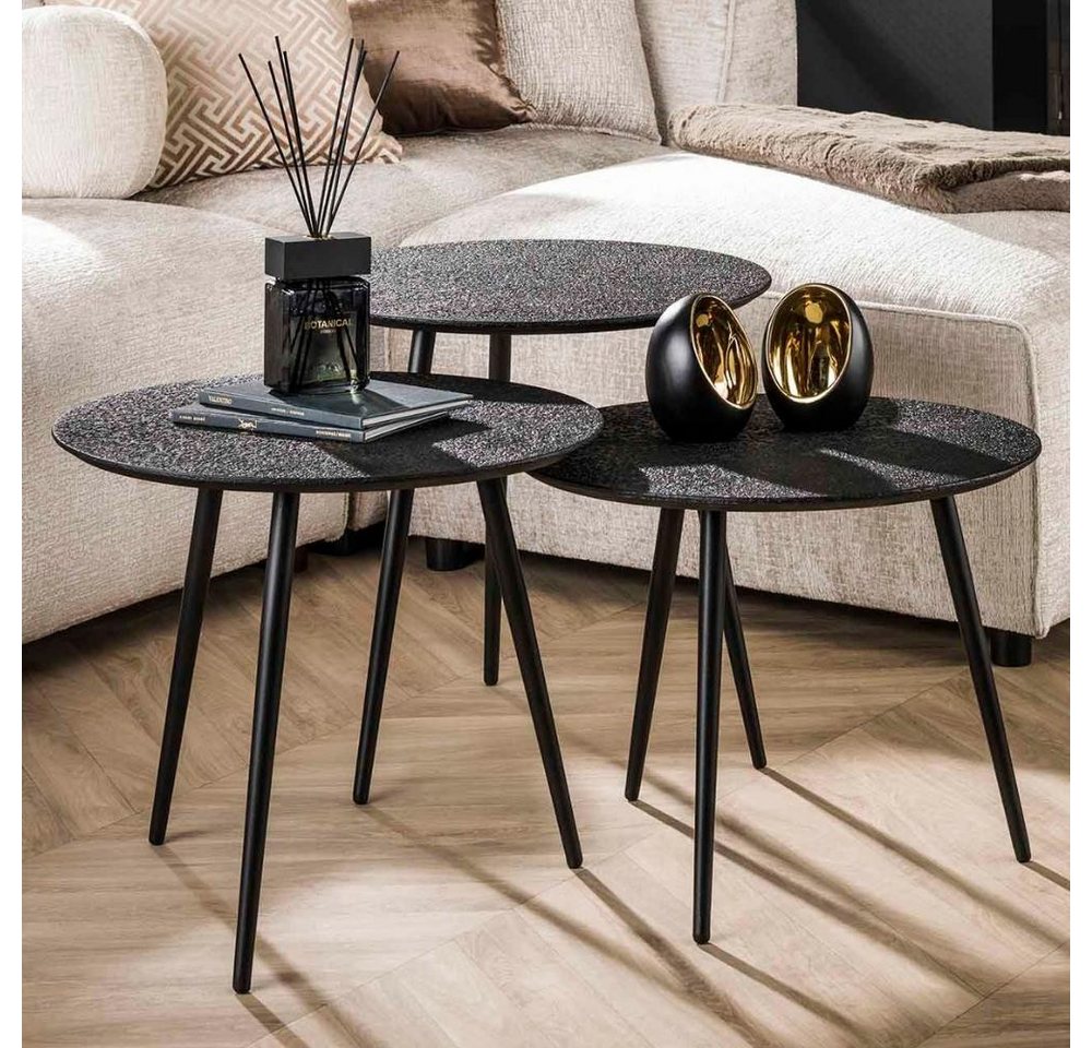 RINGO-Living Beistelltisch Couchtisch Xezal in Schwarz aus Holz 3er-Set 530x540x540mm, Möbel von RINGO-Living