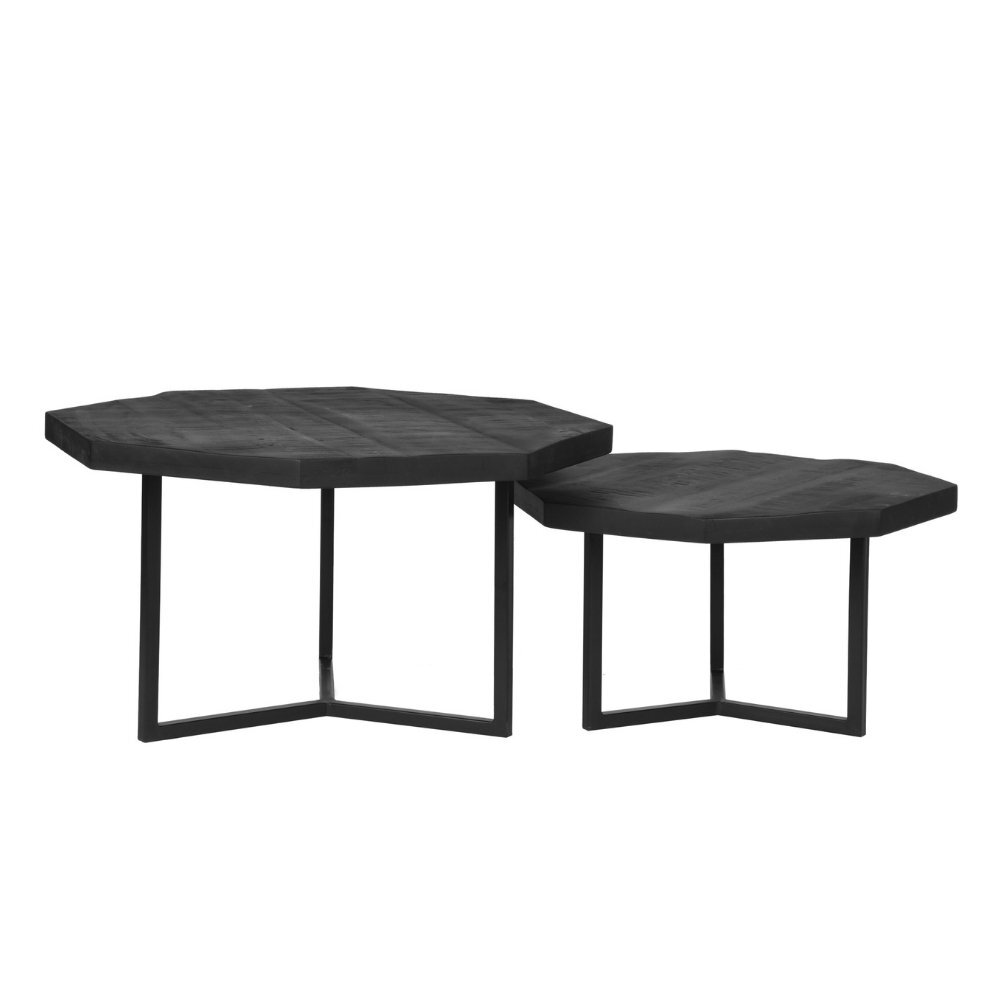 RINGO-Living Couchtisch Liana in Schwarz aus Mangoholz 2er-Set 400x700x700mm von RINGO-Living