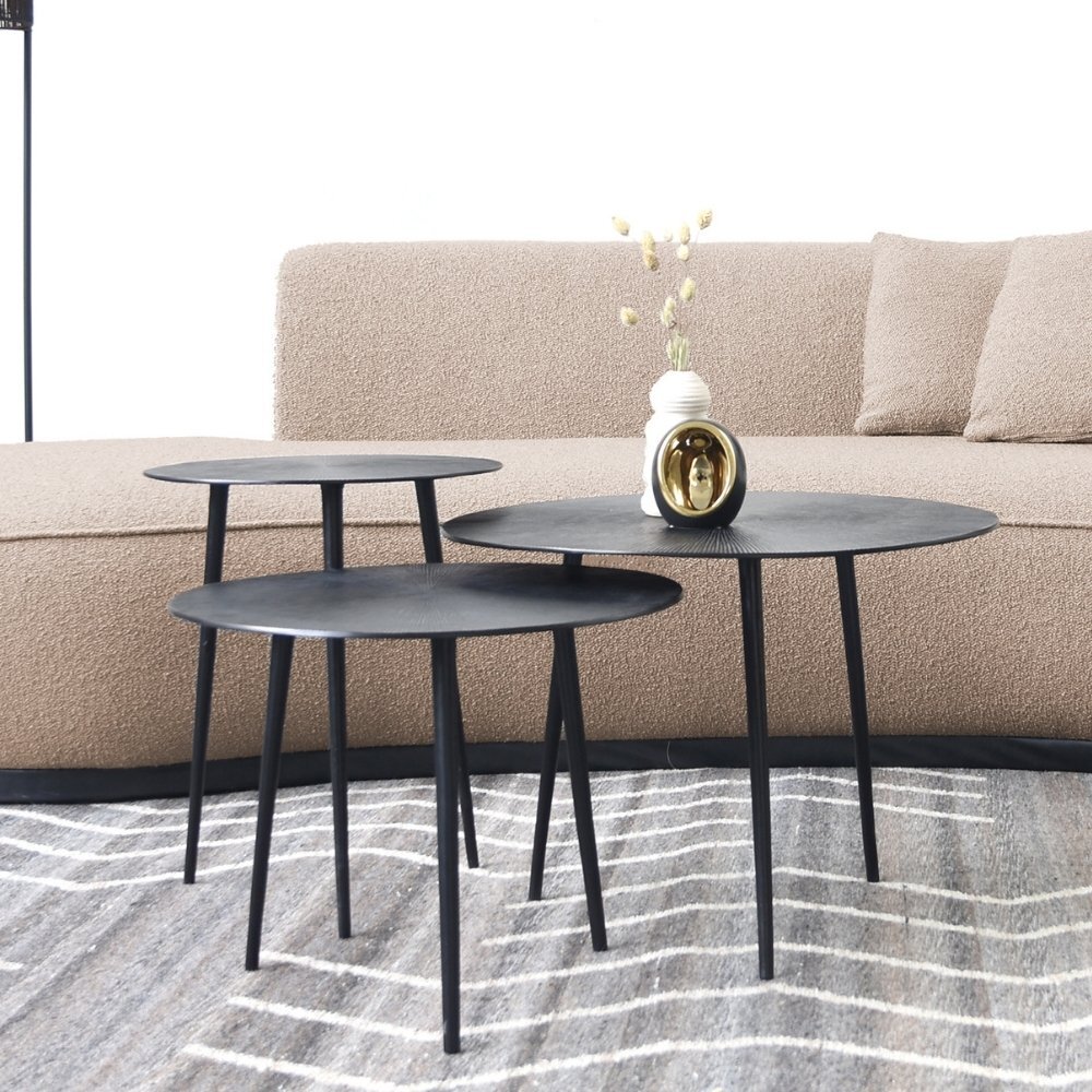 RINGO-Living Couchtisch Lilou in Schwarz aus Metall 3er-Set 450x600mm von RINGO-Living