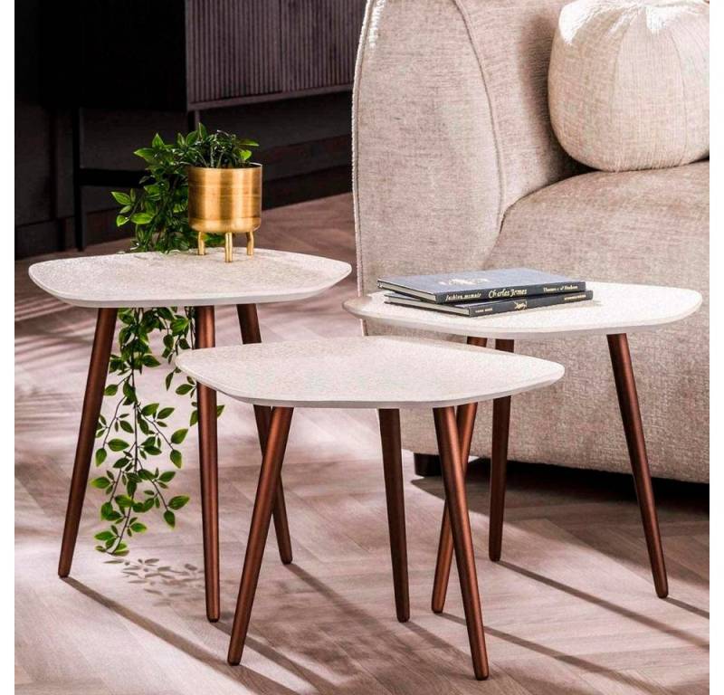 RINGO-Living Couchtisch RINGO-Living Couchtisch Elin in weißer Marmor-Komposit Optik 3er Set von RINGO-Living