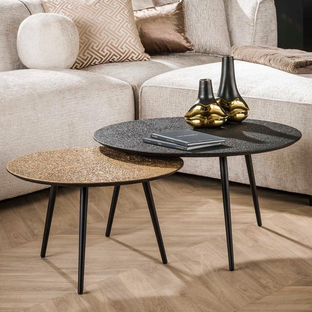 RINGO-Living Couchtisch Xezal in Bronze-antik und Gold aus Holz 2er-Set 400mm von RINGO-Living