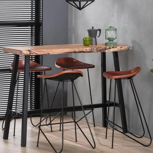 RINGO-Living Deko Esszimmertisch aus Akazie, Wohnzimmer Bartheke, Massivholztisch, Bar Tresen Möbel, Esstisch Massivholz Industrial Style, Bartisch Braun & Schwarz, Esszimmer Tisch Holz & Metall von RINGO-Living