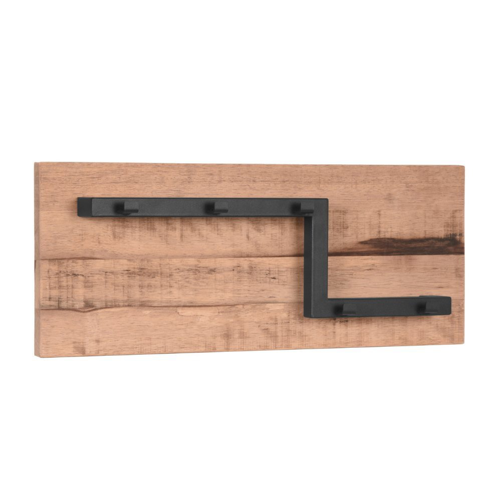 RINGO-Living Garderobe Keana in Braun und Schwarz-matt aus Mangoholz 5 Haken 250x650x130mm von RINGO-Living