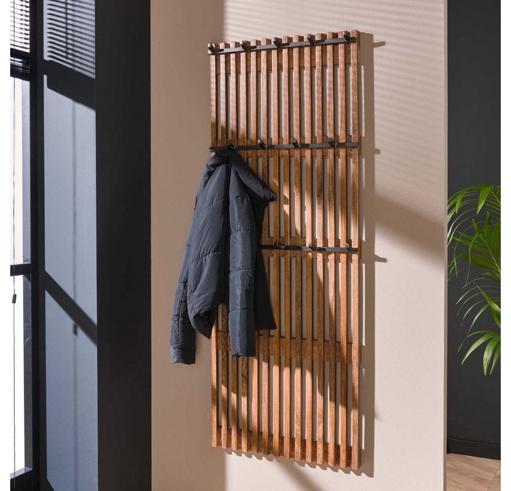 RINGO-Living Kleiderständer Garderobe Hektor mit 14 Haken in Natur-dunkel aus Mangoholz 1610x600x1, Möbel von RINGO-Living