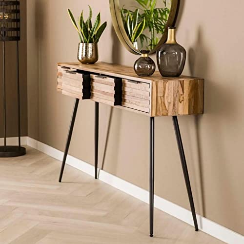 RINGO-Living Massivholz Konsolentisch mit Schubladen, Schminktisch schmal, Hochtisch Büro, Konsolentisch Holz für Wohnzimmer & Schlafzimmer, Sideboard Holz Massiv, Vintage Konsolentisch Industrial RINGO-Living Massivholz Konsolentisch mit Schubladen, Schminktisch schmal, Hochtisch Büro, Konsolentisch Holz für Wohnzimmer & Schlafzimmer, Sideboard Holz Massiv, Vintage Konsolentisch Industrial von RINGO-Living
