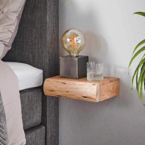 RINGO-Living Massivholz Nachttisch Set Mit Ablage & Schublade, 300mm, 2er Set, Schwebend Stauraum Industrial Style, Nachtschrank, Kleiner Industrie Style, Holz Echtholz Mini von RINGO-Living