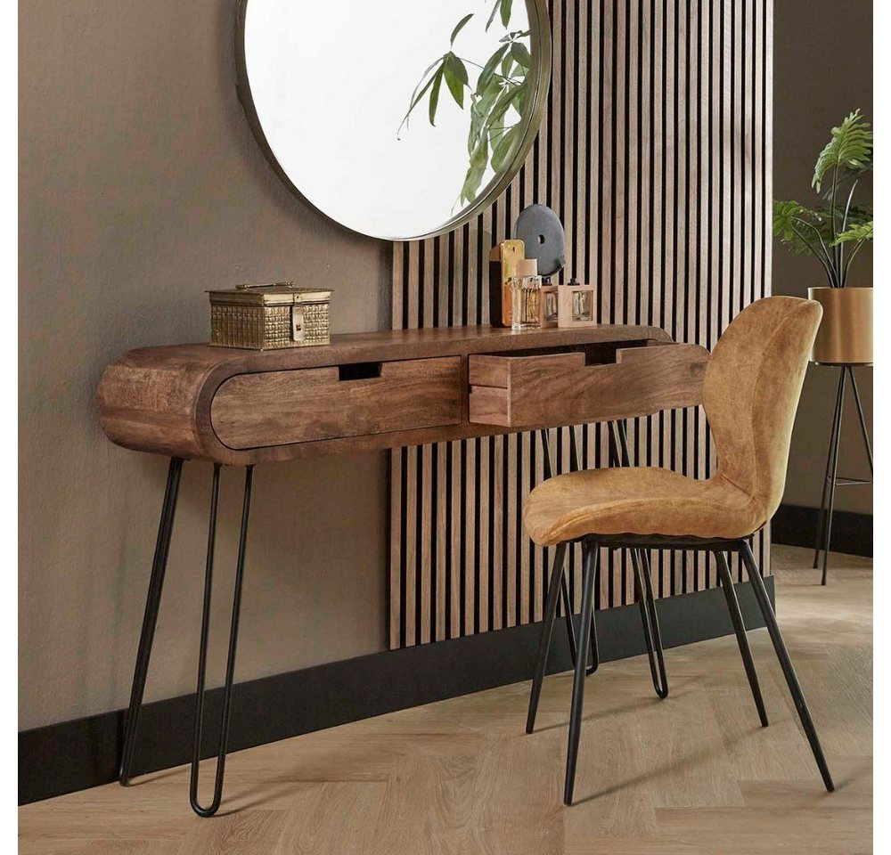 RINGO-Living Sideboard Massivholz Kommode Sanoe mit 2 Schubladen in Natur-dunkel und Schwarz-, Möbel von RINGO-Living