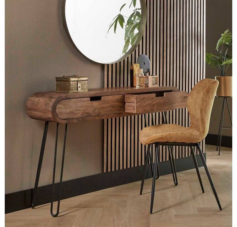 RINGO-Living Sideboard Massivholz Kommode Sanoe mit 2 Schubladen in Natur-dunkel und Schwarz-, Möbel von RINGO-Living