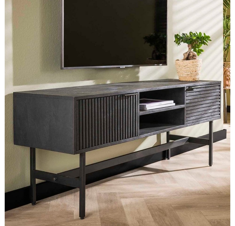 RINGO-Living Sideboard Massivholz Lowboard Mayli in Schwarz und Schwarz-matt, Möbel von RINGO-Living