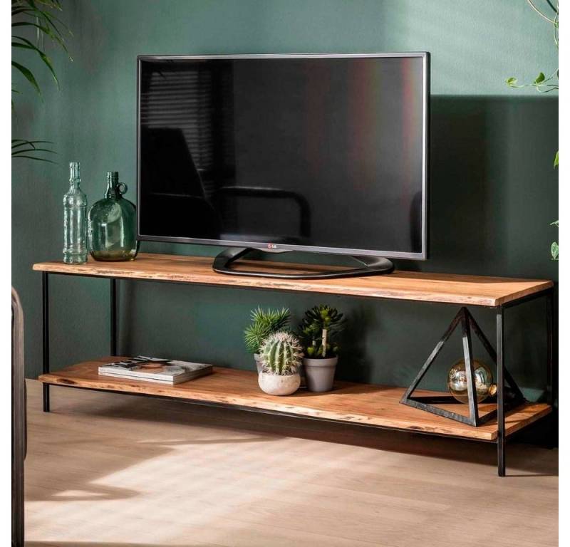 RINGO-Living Sideboard Massivholz TV-Lowboard Mana in Natur-hell und Schwarz-matt, Möbel von RINGO-Living