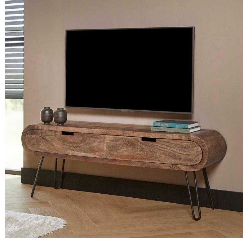 RINGO-Living Sideboard Massivholz TV-Lowboard Sanoe mit 2 Schubladen in Natur-dunkel und, Möbel von RINGO-Living