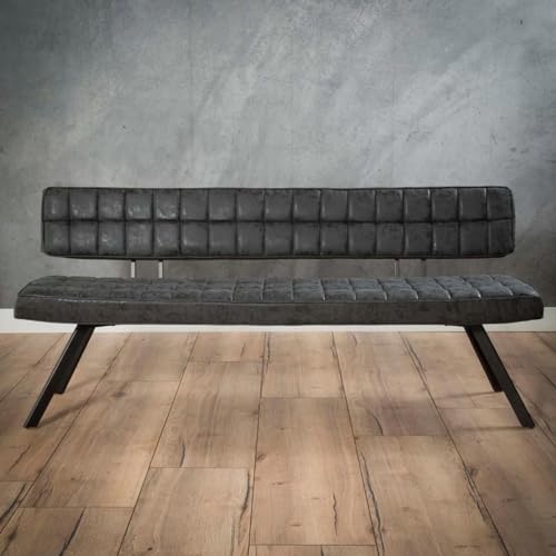 RINGO-Living Sitzbank mit Rückenlehne für Esstisch 180cm lang Metall Schwarz - Sitzbank esszimmer Eckbank Küche Schminktisch, Küchensofa Esszimmerbank mit Rückenlehne, Bett Garderobe Eckbank modern von RINGO-Living