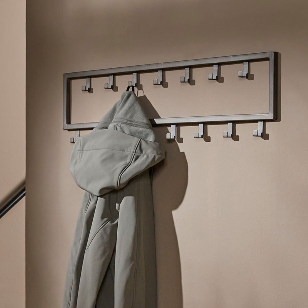 RINGO-Living Stahl Garderobe Raj mit 15 Haken in Silber-matt von RINGO-Living