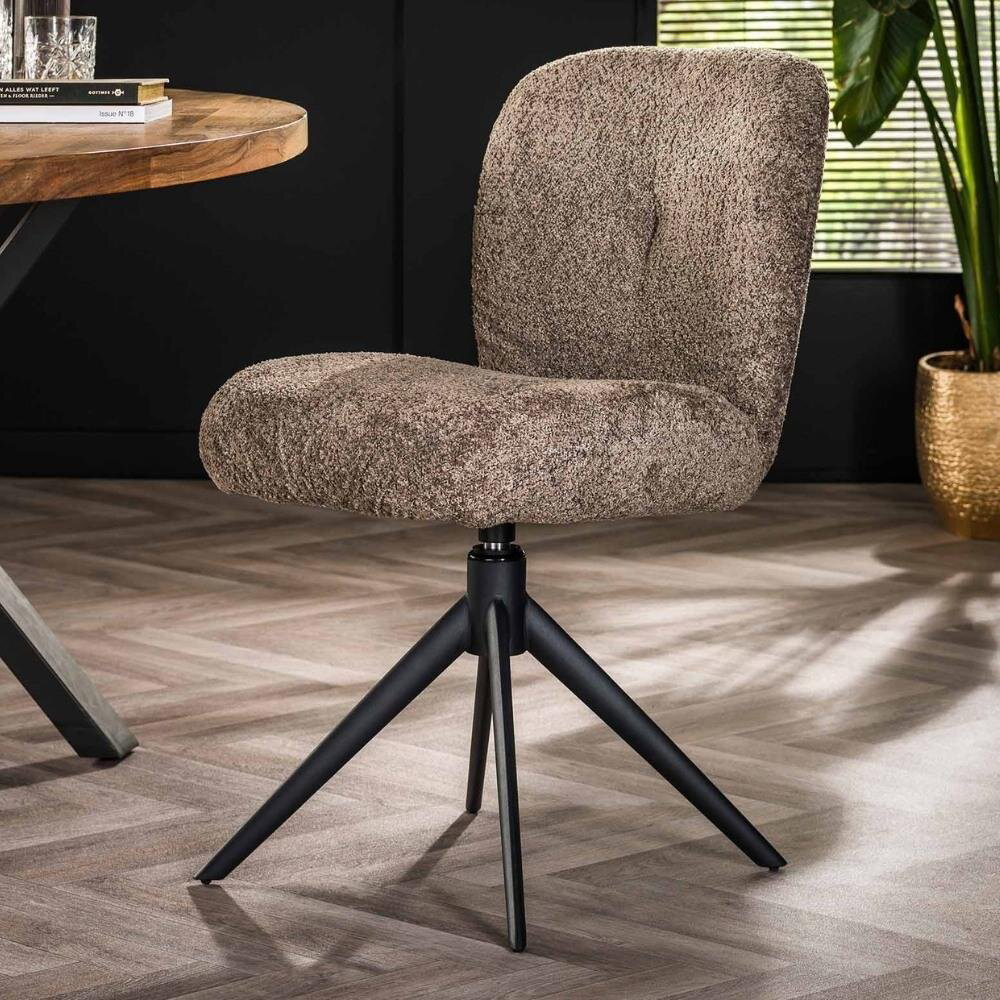 RINGO-Living Stuhl Halvar in Taupe aus Boucle 840x480x600mm drehbar von RINGO-Living