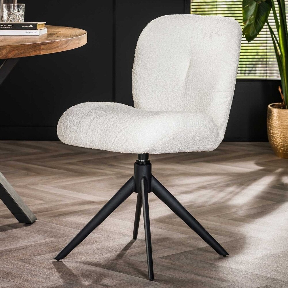 RINGO-Living Stuhl Halvar in Weiß aus Boucle 840x480x600mm drehbar von RINGO-Living