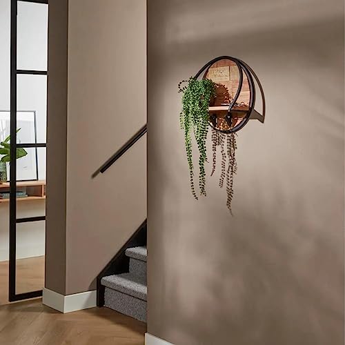 Ringo-Living Rundes Wandregal mit Haken, Designer Wandregal Garderobe, Wandregal Industrial Style, Landhaus Küchenregal mit Handtuchhalter, Flurgarderobe mit Ablage, Industrial Regal Küche hängend von RINGO-Living