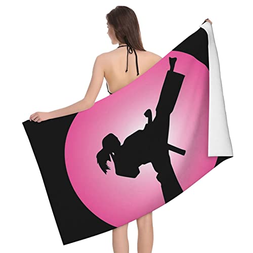 RINISA Badetücher mit Taekwondo-Design, bedruckt, für Erwachsene, schnelltrocknend, Badetücher, 80 x 130 cm von RINISA