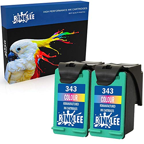 RINKLEE Wiederaufbereitete Tintenpatrone für HP 343 XL kompatibel mit HP Photosmart 2575 2610 2710 8150 8450 8750 C3180 DeskJet 460c 6540 9800 PSC 1610 2355 Officejet 100 150 H470 | Farbig, 2er-Pack von RINKLEE