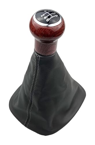 Manueller Schaltknauf Für VW Für Passat B5 1998-2004 Schwarz Beige Grau Leder Schaltknauf Gamasche Boot Abdeckung Fall(6 Speed Gray B) von RINKTEEA