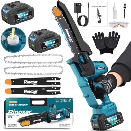 Mini Kettensäge mit Akku für Gartenscheren, 8 Zoll 1300W Akku Kettensäge mit 8000mAh Akku, Kettensäge Elektrisch mit Bürstenlosem Motor, Automatischer Ölpumpe, für Gartenarbeit - PowerCut X9 Pro Mini Kettensäge mit Akku für Gartenscheren, 8 Zoll 1300W Akku Kettensäge mit 8000mAh Akku, Kettensäge Elektrisch mit Bürstenlosem Motor, Automatischer Ölpumpe, für Gartenarbeit - PowerCut X9 Pro von RINOXAR