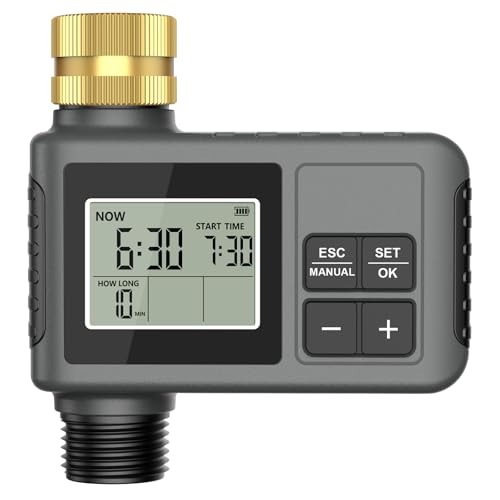 RIOGOO Gartenschlauch-Wasserhahn-Timer, programmierbarer Sprinkler-Timer mit Regenverzögerung, automatisches Tropfbewässerungssystem und Rasenbewässerungssystem für den Garten(1 Outlet) von RIOGOO