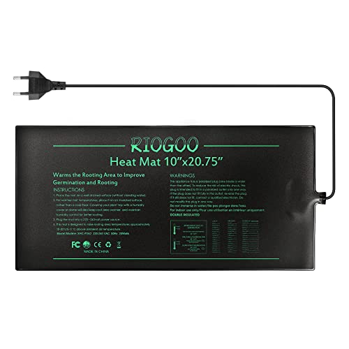 RIOGOO Strapazierfähige Setzling-Heizmatte Wasserdichtes Gewächshaus-Heizkissen 10" x 20,75" Keimbeheiztes Gewächshaus Wärmematte Hydroponischer Gartensaatstarter von RIOGOO