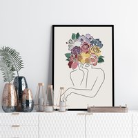Afro Frau Line Art Print, Mit Blumen, Kopf Der Blumen Kunstdruck, Blumenkopf, Minimal Linie Zeichnung Afro Frau Line Art Print, Mit Blumen, Kopf Der Blumen Kunstdruck, Blumenkopf, Minimal Linie Zeichnung von RIOGRAPHIC
