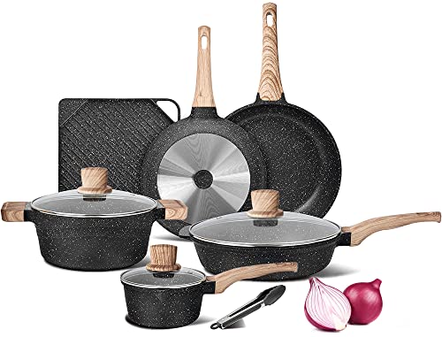 RIOVARM Antihaft Kochgeschirr-Set mit Griddle-Pfanne Induktion Töpfe und Pfannen Set mit Deckeln von RIOVARM