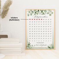 Hochzeits-Countdown, Hochzeitsplanung Greenery Eukalyptus A4 von RIPAPERU
