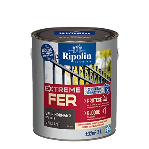 Ripolin – Eisenfarbe für den Außenbereich – Glycero Rostschutz – ohne direkte Unterschicht auf Rost – beständig gegen Witterung, UV und Stöße – glänzend – 2 l – Normbraun Ripolin – Eisenfarbe für den Außenbereich – Glycero Rostschutz – ohne direkte Unterschicht auf Rost – beständig gegen Witterung, UV und Stöße – glänzend – 2 l – Normbraun von RIPOLIN