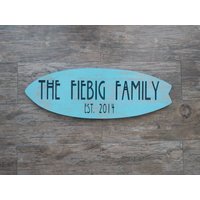 "Hochzeitsschild "Gründer" Hochzeit Nachname Schild Familienname "Est" Surfbrett Dekor Strand" von RIPTideEngraving