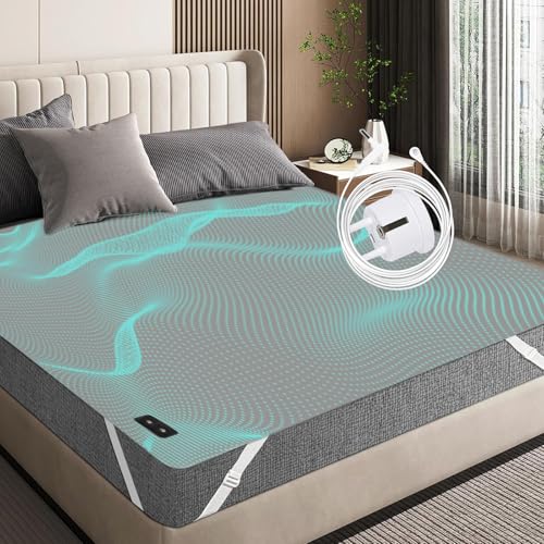 RIQINXIN Erdungsmatte mit Erdungsanschlusskabel 150x200cm Atmungsaktiv Erdungsbettlaken Silberfaser Gesundheit Erdungsbettuch mit Erdungprodukt Bedding - Bettlaken Grau von RIQINXIN