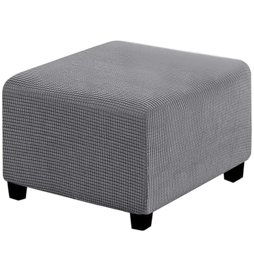 RIRWICM Quadratischer Stretch-FußHocker-Bezug, Staubdicht, Waschbar, Stretch-Ottomane-Bezug, Universeller Pouf-Bezug Mit Elastischer Unterseite, Rutschfester Jacquard-Ottomane-Bezug von RIRWICM