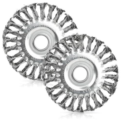 2 Stück Rundbürsten Set, Winkelschleifer Zubehör Drahtbürste , Ø125x22 mm Drahtbürste Winkelschleifer mit gezopften Drahtborsten,Drahtbürste Schleifaufsatz für Winkelschleifer von RISAKOGO