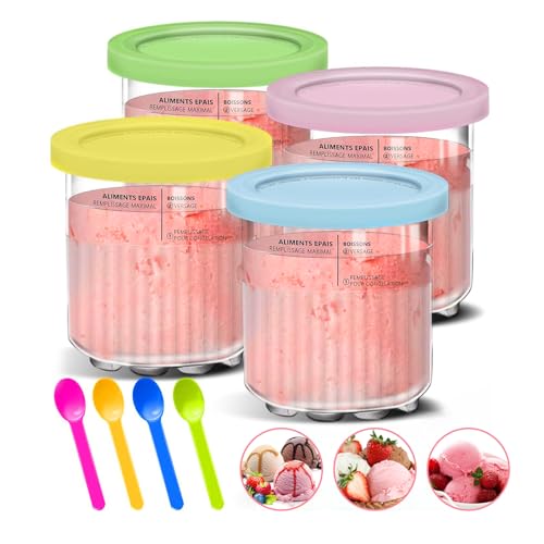 4er-Pack Creami Behälter für Ninja Creami Deluxe Ice Cream Maker NC501 NC501EU NC500 für Ninja Creami Deluxe Behälter NC501EU mit Deckeln für Eiscreme, Sorbet, Frozen Joghurt, Slushi 4er-Pack Creami Behälter für Ninja Creami Deluxe Ice Cream Maker NC501 NC501EU NC500 für Ninja Creami Deluxe Behälter NC501EU mit Deckeln für Eiscreme, Sorbet, Frozen Joghurt, Slushi von RISAKOGO