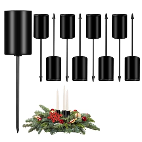 RISAKOGO 10 Stück Kerzenhalter Adventskranz Metall Adventskerzenhalter Kerzenhalter Stabkerze StabkerZenhalter für Weihnachten & Wohnung Schwarz von RISAKOGO