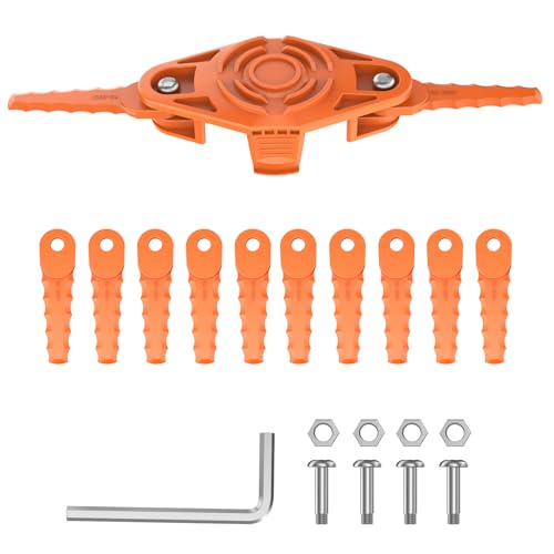 RISELION Unkrautfresser Klingenkopf und 12 Ersatzklingen, Mäher Zubehör passend für WG150, WG163, WG165, WG175, WG180 Worx Schnurschneider (4 Sätze Schrauben, 1 Schraubenschlüssel) von RISELION