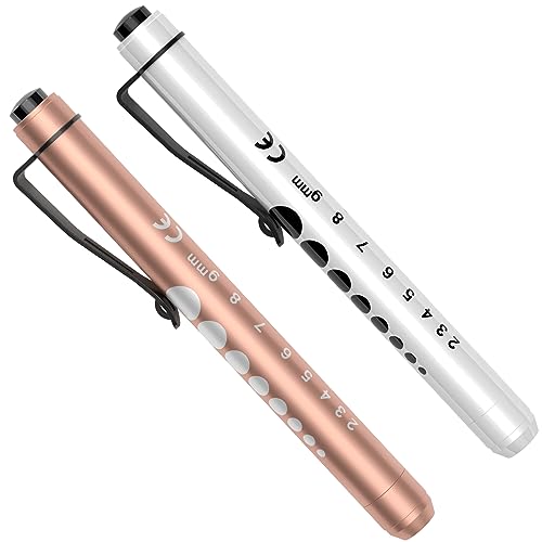 Diagnostikleuchte Pupillenleuchte, RISEMART 2 Stück Wiederverwendbare LED Stiftlampe mit Taschenclip alsr Krankenschwestern Ärzte Schüler Stiftlicht (gold and white) von RISEMART