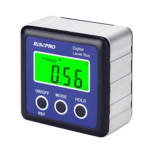 RISEPRO Digitaler LCD Winkelmesser Neigungsmesser Inklinometer Wasserdicht Bevel Box Winkelmessgerät Wasserwaage (Blau) von RISEPRO