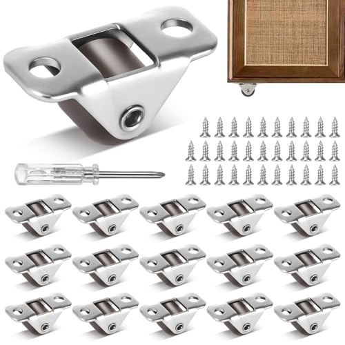 16 Stück Möbelrollen Klein, 1,2 cm Kleine Möbelrollen, Mini Möbelrollen Gummi mit 32 Schrauben und 1 Schraubendreher, Gummi Rollräder mit Stahloberplatte für Möbel, Schränke, Werkzeugkisten von RISF