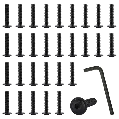 30 Stück Linsenkopfschrauben M6, Kohlenstoffstahl Flachkopfschrauben M6 x 30mm, M6 Schrauben Schwarz mit Innensechskant und Halbrundkopfschraube für die Renovierung 30 Stück Linsenkopfschrauben M6, Kohlenstoffstahl Flachkopfschrauben M6 x 30mm, M6 Schrauben Schwarz mit Innensechskant und Halbrundkopfschraube für die Renovierung von RISF