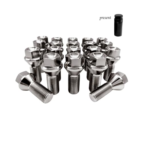RISON-Titanium 20 Stück Titan Radschrauben Radbolzen Kegelbund M14x1.5x40mm, Universal Diebstahlschutz Radbolzen-Set, Auto Reifen Felgen Zubehör von RISON-Titanium