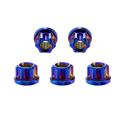 RISON-Titanium 5 Stück Titanmutter Flanschmutter M6, Sechskantmutter mit Flansch GR5 Titan Muttern Sicherungsmuttern Sechskantmuttern Stoppmuttern für Fahrrad, Motorrad, Auto von RISON-Titanium