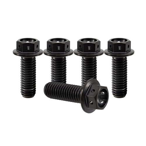 RISON-Titanium 5 Stück Titanschrauben M8x1.25x15mm, Titan Flansch Schrauben Sechskantschraube, Titan Schrauben Gebohrter Bolzen Bremssattelschraube Motorradschrauben Autoschrauben von RISON-Titanium