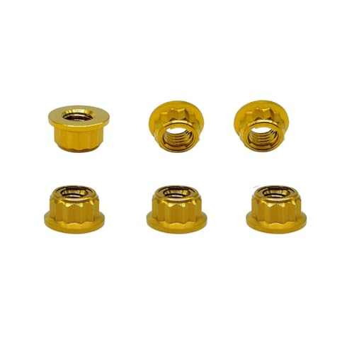 RISON-Titanium 6 Stück Titan Mutter M10x1.25mm, Bi-Hex Kettenradmutter Sechskantmutter 12PT Flansch Kontermutter Sicherungsmuttern Selbstsichernde Muttern für Fahrrad, Motorrad RISON-Titanium 6 Stück Titan Mutter M10x1.25mm, Bi-Hex Kettenradmutter Sechskantmutter 12PT Flansch Kontermutter Sicherungsmuttern Selbstsichernde Muttern für Fahrrad, Motorrad von RISON-Titanium