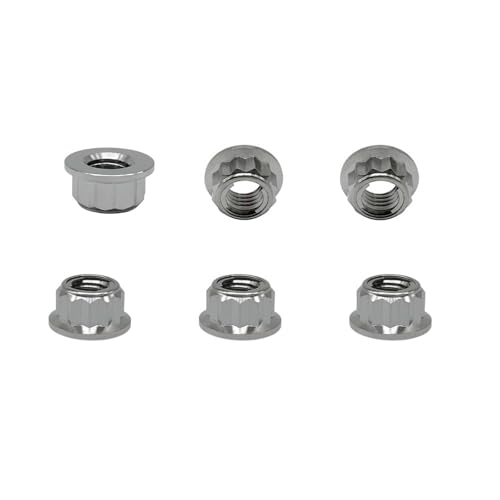 RISON-Titanium 6 Stück Titan Mutter M10x1.25mm, Bi-Hex Kettenradmutter Sechskantmutter 12PT Flansch Kontermutter Sicherungsmuttern Selbstsichernde Muttern für Fahrrad, Motorrad RISON-Titanium 6 Stück Titan Mutter M10x1.25mm, Bi-Hex Kettenradmutter Sechskantmutter 12PT Flansch Kontermutter Sicherungsmuttern Selbstsichernde Muttern für Fahrrad, Motorrad von RISON-Titanium