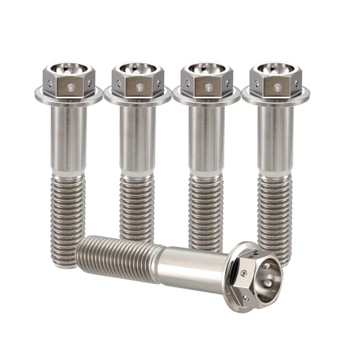 RISON-Titanium 5 Stück Titanschrauben M10x1.25x60mm, Titan Flansch Schrauben Sechskantschraube, Titan Schrauben Bolzen Bremssattelschraube Motorradschrauben Autoschrauben von RISON-Titanium