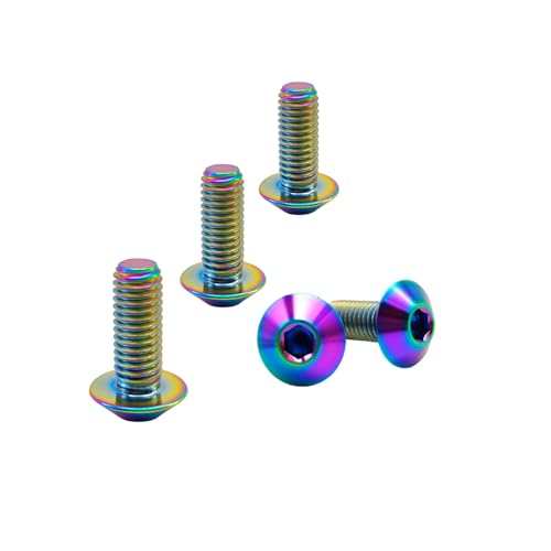 RISON Titanium Bolzen M4x0.7x15mm Titan Kuppelkopf Kopfbolzen Innensechskant Bolzen irisierend Titanschrauben Sockel Kopf Schraube für Fahrrad Motorrad 5 Stück RISON Titanium Bolzen M4x0.7x15mm Titan Kuppelkopf Kopfbolzen Innensechskant Bolzen irisierend Titanschrauben Sockel Kopf Schraube für Fahrrad Motorrad 5 Stück von RISON-Titanium