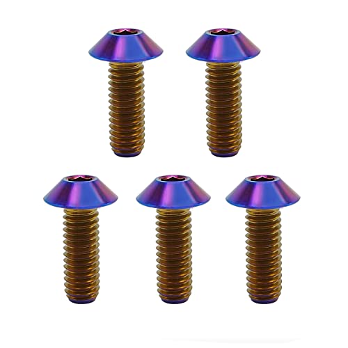 RISON Titanium Bolzen M5x0.8x12mm Titan Kuppelkopf Kopfbolzen Innensechskant Bolzen gebrannt Blau Titanschrauben Sockel Kopf Schraube für Fahrrad Motorrad 5 Stück RISON Titanium Bolzen M5x0.8x12mm Titan Kuppelkopf Kopfbolzen Innensechskant Bolzen gebrannt Blau Titanschrauben Sockel Kopf Schraube für Fahrrad Motorrad 5 Stück von RISON-Titanium