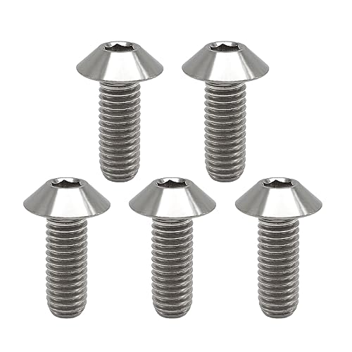 RISON Titanium Bolzen M5x0.8x16mm Titan Kuppelkopf Kopfbolzen Innensechskant Bolzen Titanlegierungurfarbe Titanschrauben Sockel Kopf Schraube für Fahrrad Motorrad 5 Stück von RISON-Titanium